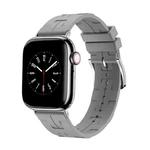 For Apple Watch SE 2023 44mm H Texture Soft Silicone Buckle Watch Band(Gray)