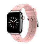 For Apple Watch SE 2023 40mm H Texture Soft Silicone Buckle Watch Band(Light Pink)