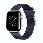 For Apple Watch Series 9 45mm H Texture Soft Silicone Buckle Watch Band(Midnight)