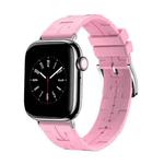 For Apple Watch Ultra 49mm H Texture Soft Silicone Buckle Watch Band(Pink)