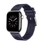 For Apple Watch Series 8 45mm H Texture Soft Silicone Buckle Watch Band(Midnight)