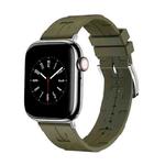 For Apple Watch SE 2022 44mm H Texture Soft Silicone Buckle Watch Band(Army Green)