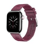 For Apple Watch Series 7 41mm H Texture Soft Silicone Buckle Watch Band(Wine)