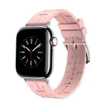 For Apple Watch Series 7 45mm H Texture Soft Silicone Buckle Watch Band(Light Pink)