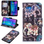 3D Colored Drawing Pattern Horizontal Flip Leather Case for  Huawei Honor8C, with Holder & Card Slots & Wallet(Two Elephants)
