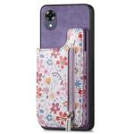 For OPPO A17K Retro Painted Zipper Wallet Back Phone Case(Purple)