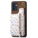 For OPPO Reno7 5G /Find X5 Lite Retro Painted Zipper Wallet Back Phone Case(Brown)