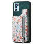 For OPPO Reno6 Pro 5G Retro Painted Zipper Wallet Back Phone Case(Green)