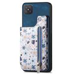 For OPPO A92S Retro Painted Zipper Wallet Back Phone Case(Blue)