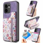 For OPPO Reno13 F Retro Painted Zipper Wallet Back Phone Case(Purple)