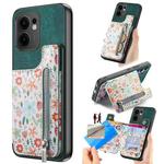 For OPPO Reno13 F Retro Painted Zipper Wallet Back Phone Case(Green)