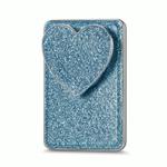 Electroplating Glitter Magsafe Airbag Heart Stand Phone Card Bag(Green)