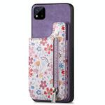 For Realme C20/C11 2021 Retro Painted Zipper Wallet Back Phone Case(Purple)
