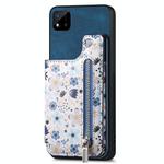 For Realme C20/C11 2021 Retro Painted Zipper Wallet Back Phone Case(Blue)