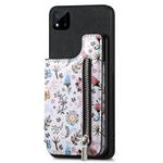 For Realme C20/C11 2021 Retro Painted Zipper Wallet Back Phone Case(Black)