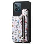 For Realme C31 Retro Painted Zipper Wallet Back Phone Case(Black)