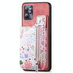 For Realme C35 Retro Painted Zipper Wallet Back Phone Case(Pink)