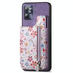 For Realme C35 Retro Painted Zipper Wallet Back Phone Case(Purple)