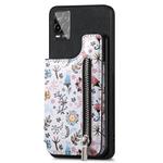 For Realme 8 Pro Retro Painted Zipper Wallet Back Phone Case(Black)