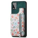 For Realme 8 Pro Retro Painted Zipper Wallet Back Phone Case(Green)