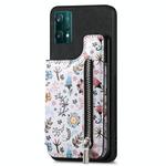 For Realme 9 Pro Retro Painted Zipper Wallet Back Phone Case(Black)