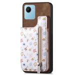 For Realme C30S Retro Painted Zipper Wallet Back Phone Case(Brown)