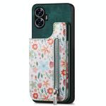For Realme C55 Retro Painted Zipper Wallet Back Phone Case(Green)