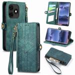For Itel S23+ Geometric Zipper Wallet Side Buckle Leather Phone Case(Green)