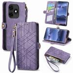 For Itel S23+ Geometric Zipper Wallet Side Buckle Leather Phone Case(Purple)