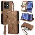 For Itel S23+ Geometric Zipper Wallet Side Buckle Leather Phone Case(Brown)