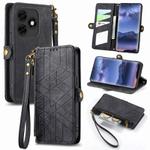 For Itel S23+ Geometric Zipper Wallet Side Buckle Leather Phone Case(Black)