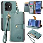 For Itel S23+ Love Zipper Lanyard Leather Phone Case(Green)