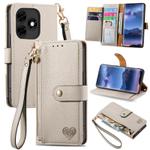 For Itel S23+ Love Zipper Lanyard Leather Phone Case(Gray)