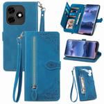 For Itel S23+ Embossed Flower Zipper Leather Phone Case(Blue)