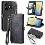 For Tecno Spark Go 2024 Geometric Zipper Wallet Side Buckle Leather Phone Case(Black)