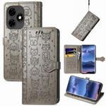 For Tecno Itel S23+ Cat and Dog Embossed Leather Phone Case(Grey)
