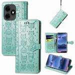 For Tecno Itel S23+ Cat and Dog Embossed Leather Phone Case(Green)