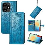 For Tecno Spark Go 2024 Cat and Dog Embossed Leather Phone Case(Blue)