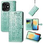 For Tecno Spark Go 2024 Cat and Dog Embossed Leather Phone Case(Green)