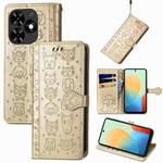 For Tecno Spark Go 2024 Cat and Dog Embossed Leather Phone Case(Gold)