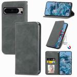 For Google Pixel 8 Retro Skin Feel Magnetic Horizontal Flip Leather Phone Case(Gray)