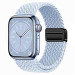 For Apple Watch SE 2023 44mm Nylon Woven Magnetic Fold Buckle Watch Band(Misty Blue)