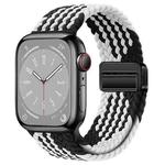 For  Apple Watch SE 2023 40mm Nylon Woven Magnetic Fold Buckle Watch Band(Z Black White)