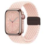 For  Apple Watch SE 2023 40mm Nylon Woven Magnetic Fold Buckle Watch Band(Pink)