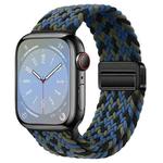 For  Apple Watch SE 2023 40mm Nylon Woven Magnetic Fold Buckle Watch Band(Blue Camouflage)