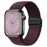 For Apple Watch Ultra 2 49mm Nylon Woven Magnetic Fold Buckle Watch Band(Crimson Cherry)