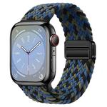 For Apple Watch Series 9 45mm Nylon Woven Magnetic Fold Buckle Watch Band(Blue Camouflage)