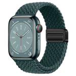 For Apple Watch Series 9 45mm Nylon Woven Magnetic Fold Buckle Watch Band(Rainforest Green)