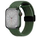 For  Apple Watch Series 8 45mm Nylon Woven Magnetic Fold Buckle Watch Band(Green)