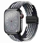 For Apple Watch Series 3 38mm Nylon Woven Magnetic Fold Buckle Watch Band(Z Black White)